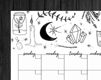Printable Witch Calendar | Digital Download | Monthly Calendar | Blank ...
