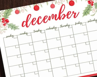 Printable December Calendar - Etsy