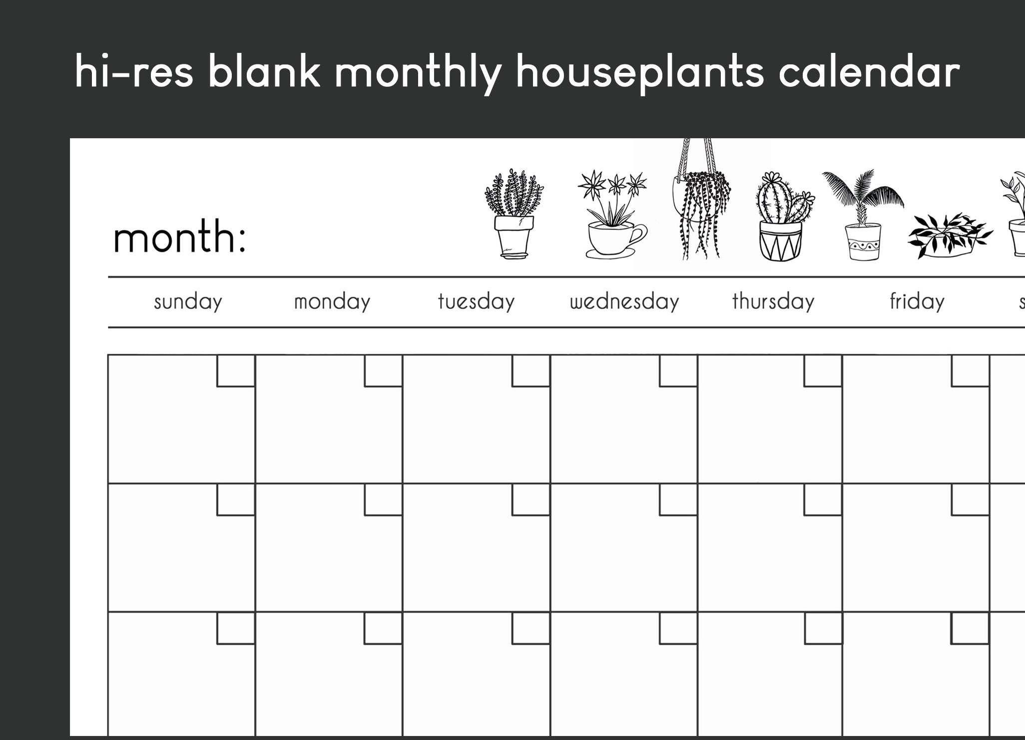 Blank Monthly Calendar, Flowers, Printable, Monthly Agenda,monthly ...