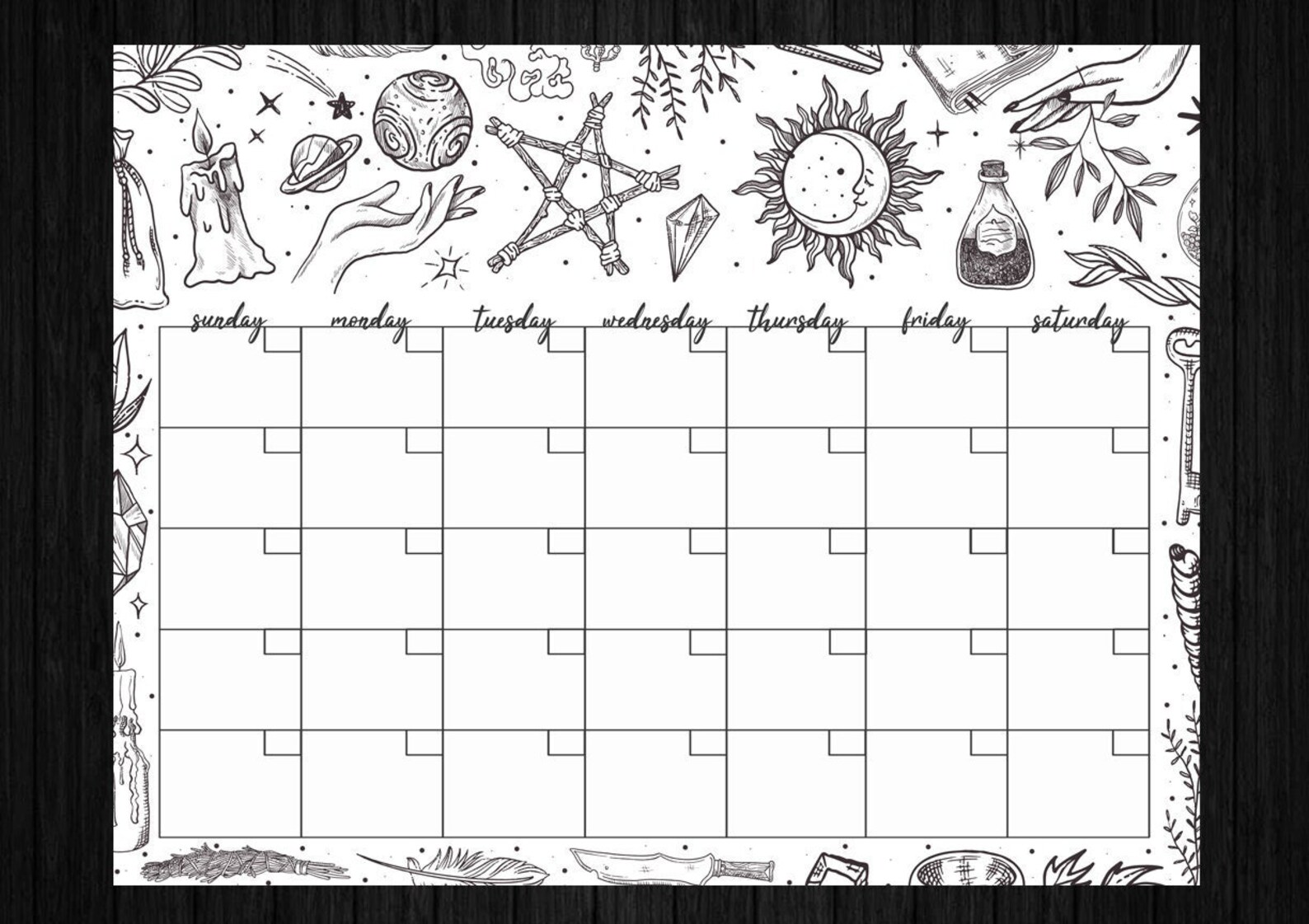 Buy Printable Witch Calendar Digital Download Monthly Calendar Online 