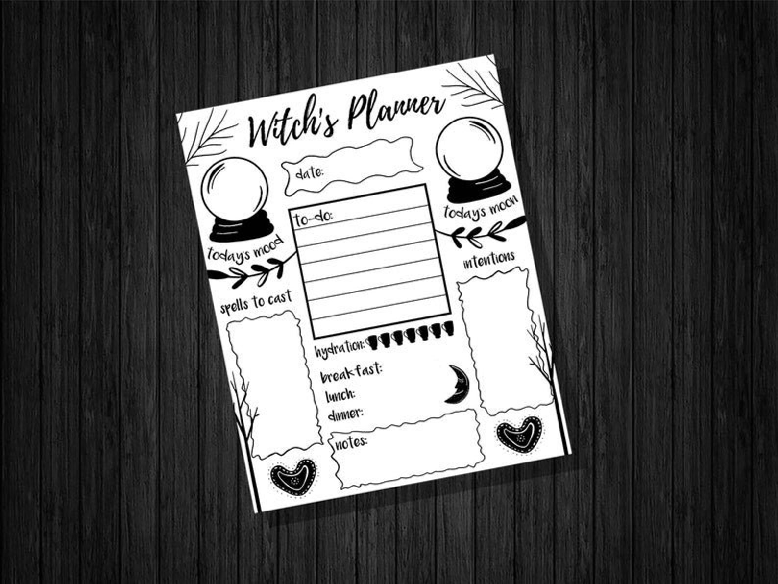 Printable Witch Bundle Set Planner Calendar Spells Etsy