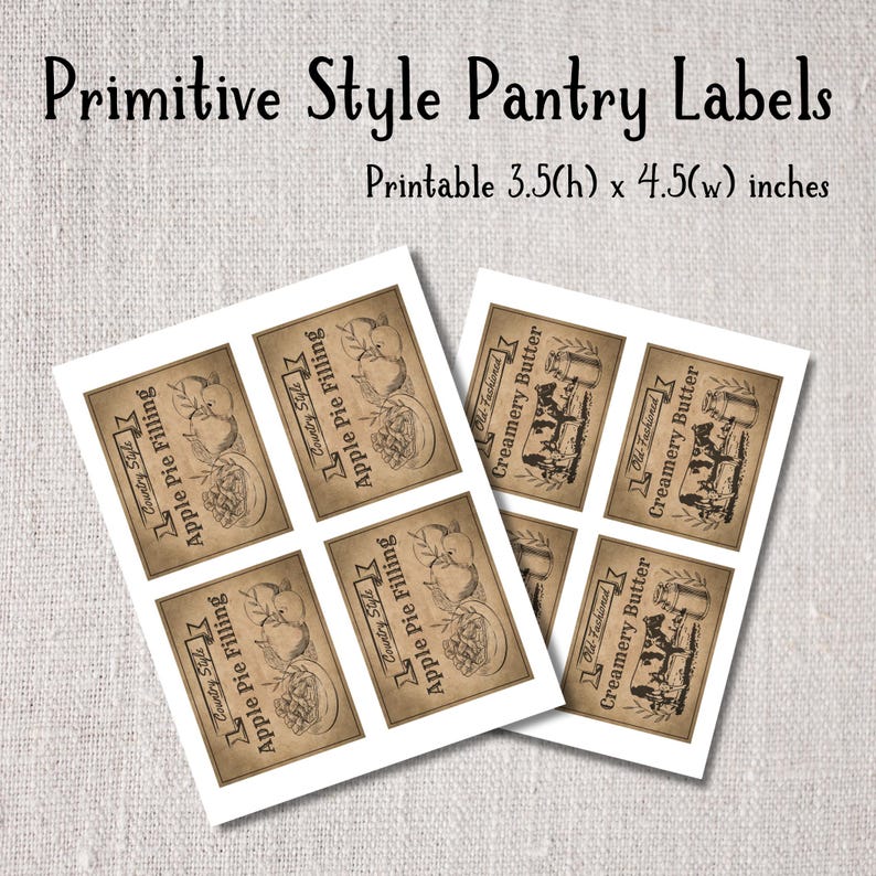 Primitive Style Printable Pantry Labels | Vintage | Country | Farmhouse ...