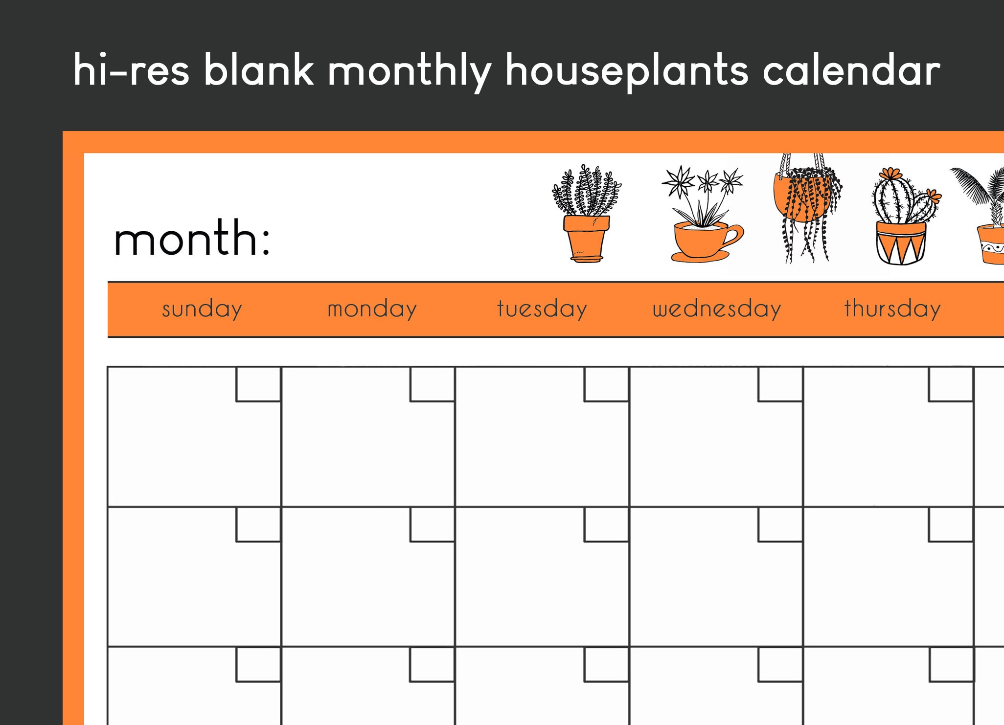 Blank Monthly Calendar, Flowers, Printable, Monthly Agenda,monthly ...