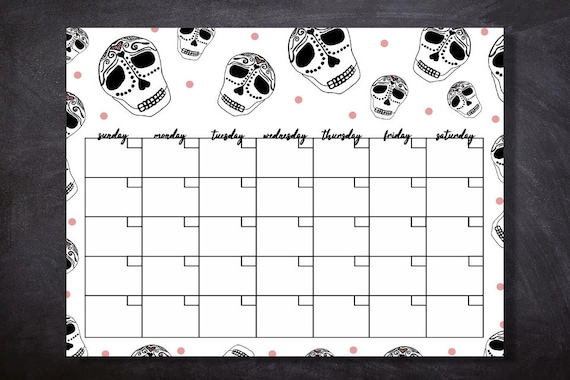Printable Sugar Skulls Calendar Day of the Dead Día De Los - Etsy Denmark