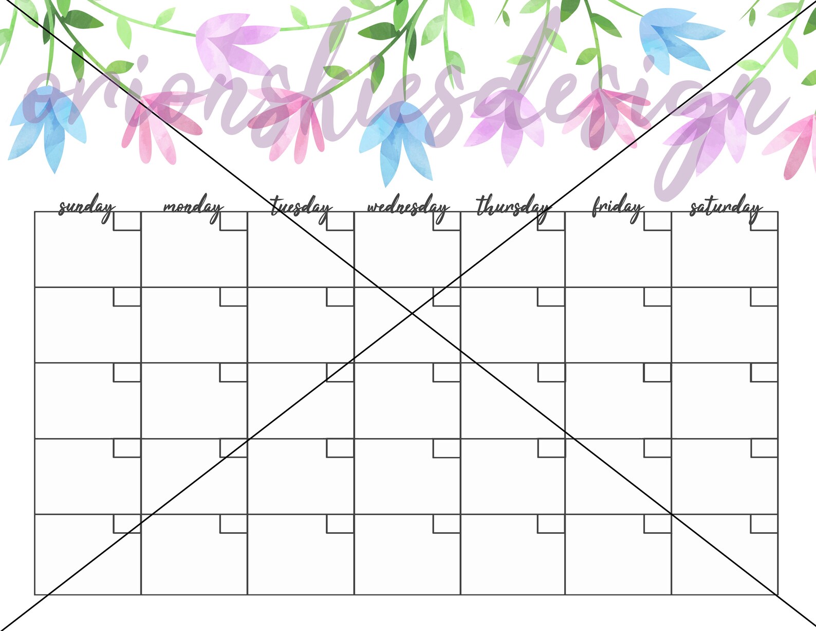 Flowers Printable Calendar Digital Download Floral | Etsy