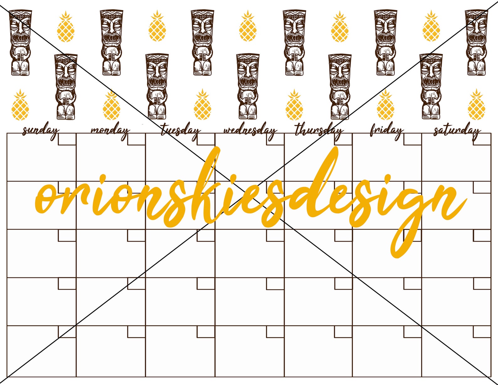Tiki Monthly Calendar Blank Calendar Printable Etsy