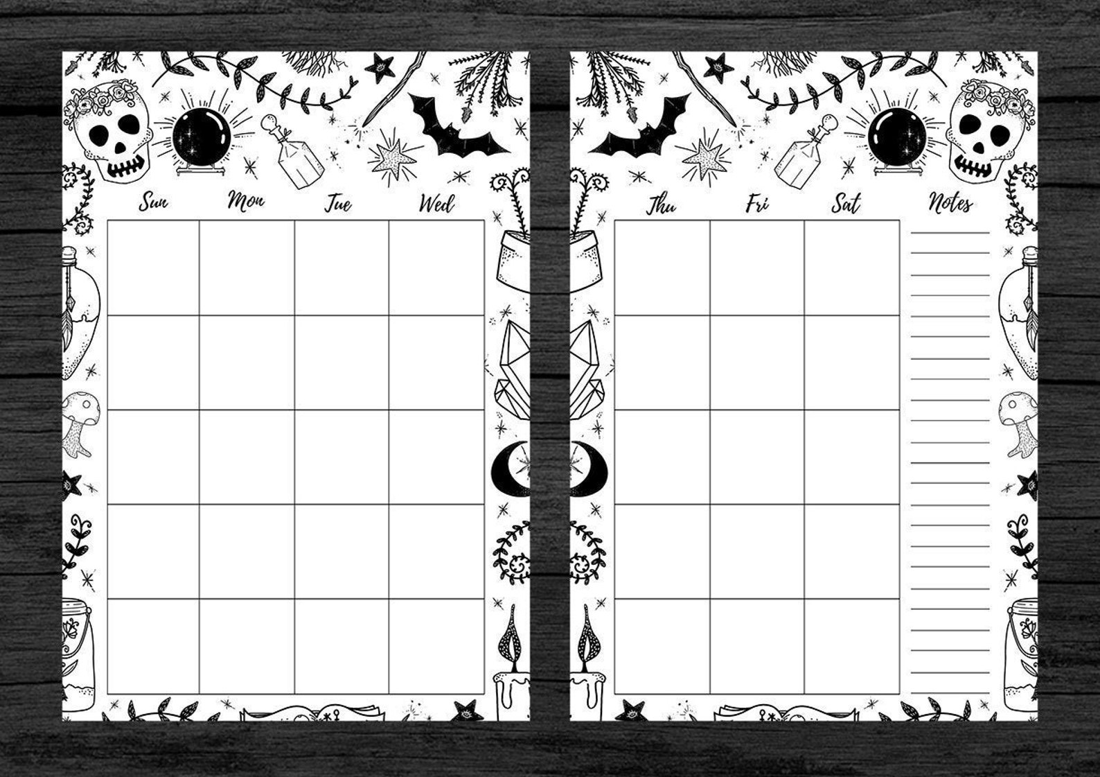 Monthly A5 Calendar Witch Planner Printable Planner | Etsy