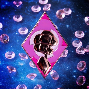 Pink Diamond Cameo Mix Enamel Die-Cast Pin