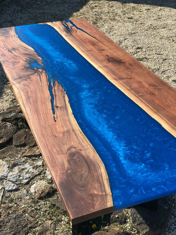 Black Walnut Dining Room River Table Etsy