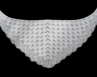 Hand knitted lace shawl, wedding lace wrap, bride lace shawls and wraps, triangular wedding shawl, cream hand knitted shawl, bridal cover up