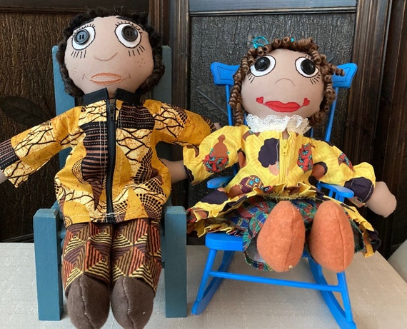 Maya and Matteo, 15 inch Handmade Black/Bi-Racial Twin Dolls