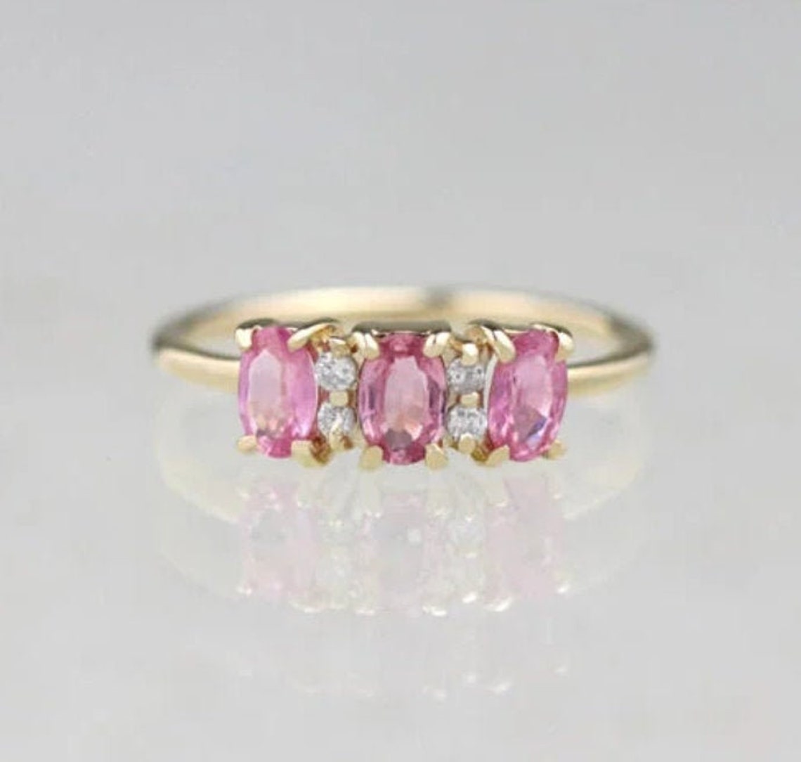 Anillo de diamantes rosa de lujo / Anillo de regalo de bodas Etsy