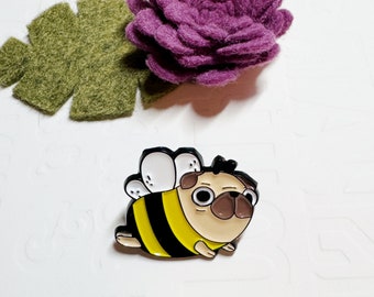 Cute Enamel Little Pug Brooch Pin | Bee Pin | Birthday gift | Valentine’s Day Gift