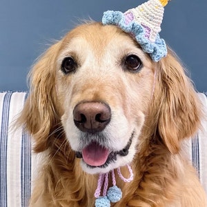 Adjustable Pet Birthday hat | Knitted dog party hat | Doll Crochet hat | puppy Kitten Birthday wear | Mini cat hat
