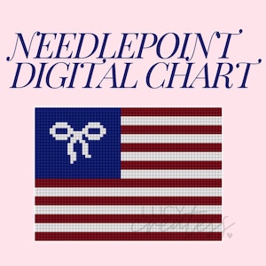 Needlepoint digital chart . Coquette flag needlepoint . DIY needlepoint canvas . 18 mesh . Cute needlepoint . Fourth of July needlepoint