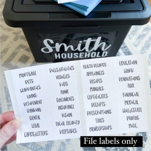 Home file box labels . Household labels . File box labels . File folder labels . Stickers for file box . Home records labels