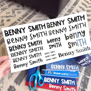 School supply name decal . Kids name decals . Back to school labels . vinyl name decal sheets . custom name decal . personalized decals