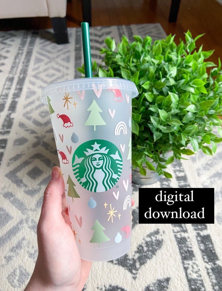 Boho Christmas Coffee Cup SVG . Christmas Cup SVG . Full Wrap Etsy