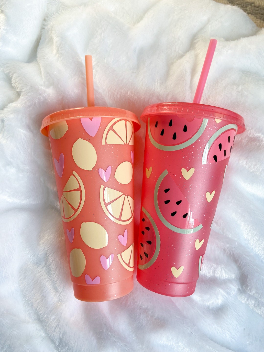 Summer Cup With Fruit . Reusable Cup . Iced Coffee Cup . - Etsy