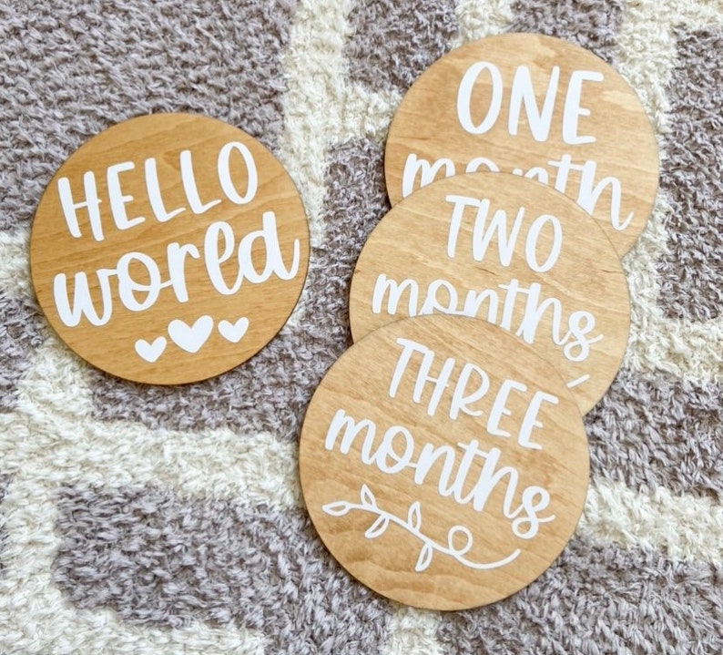 Baby monthly milestone signs . Milestone wood rounds . Etsy