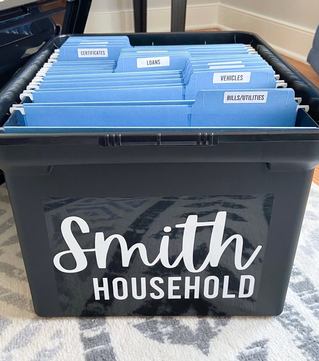 File Box Family Name DECAL . Household Documents Decal . Household File ...