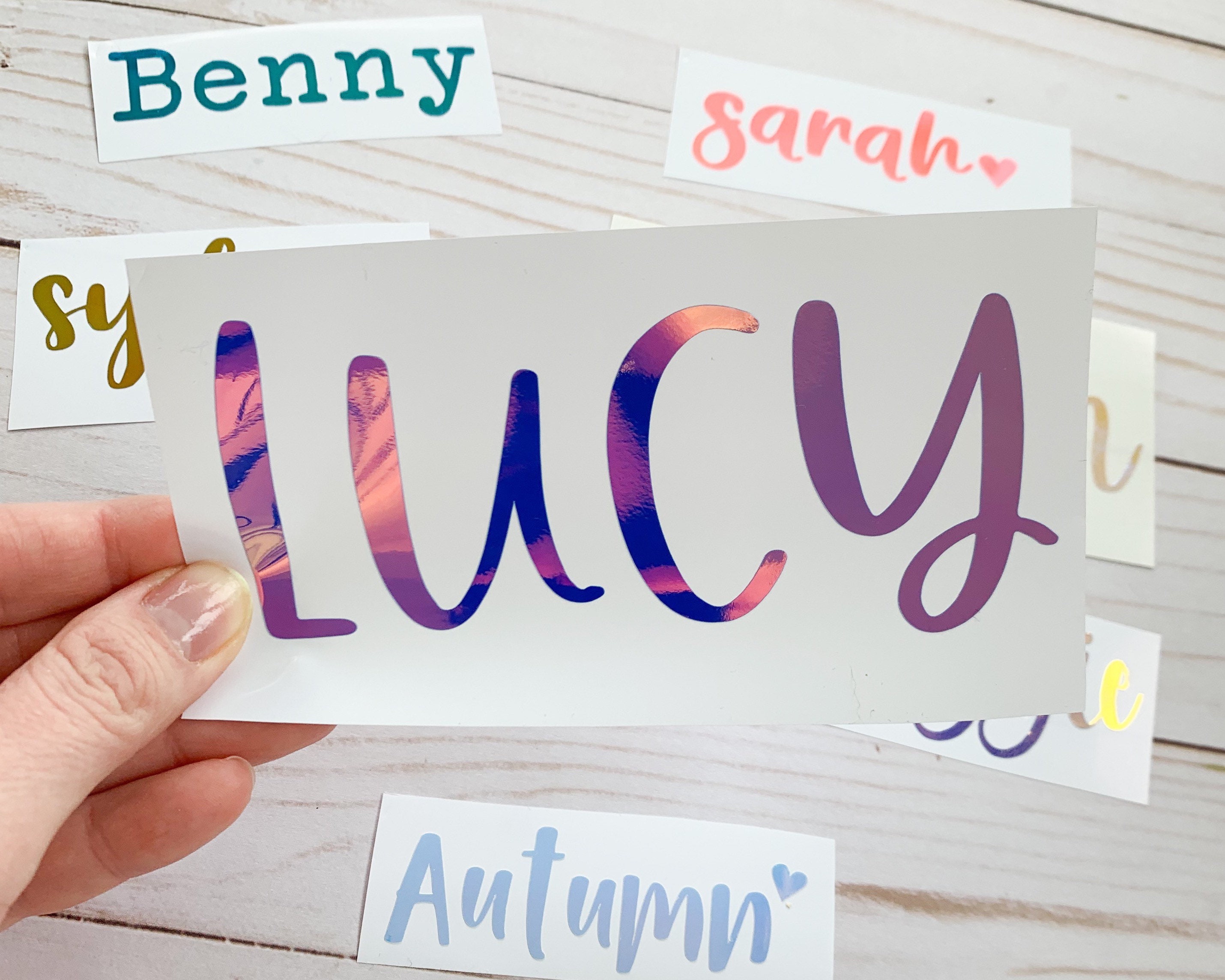 Holographic name decal . Holographic name sticker . Name decal Etsy