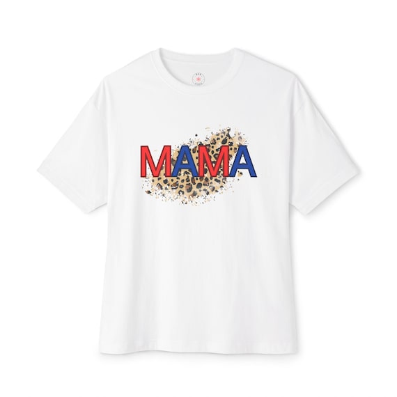 Mama Leopard Print Oversized Tee: 100% Cotton Cozy Mom Shirt