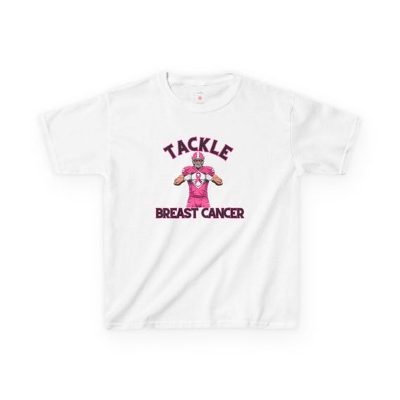 Pink Tackle Breast Cancer Kids Tee, Youth Awareness Shirt, Fundraiser Apparel, Cancer Support Top, Gift for Kids