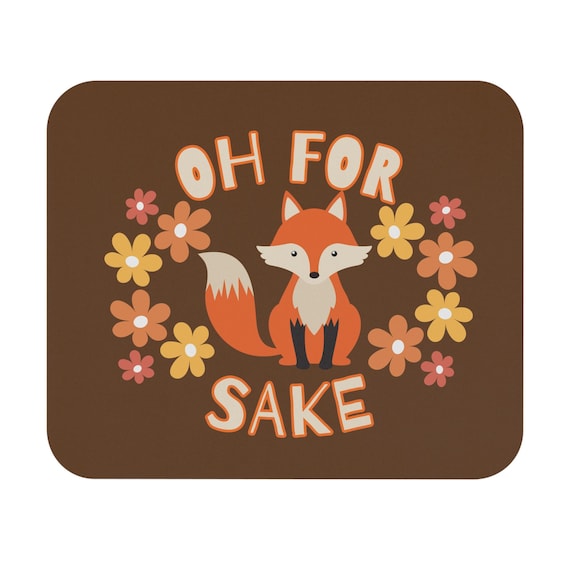 Funny Fox Mouse Pad: Floral Office Desk Decor, Animal Lover Gift