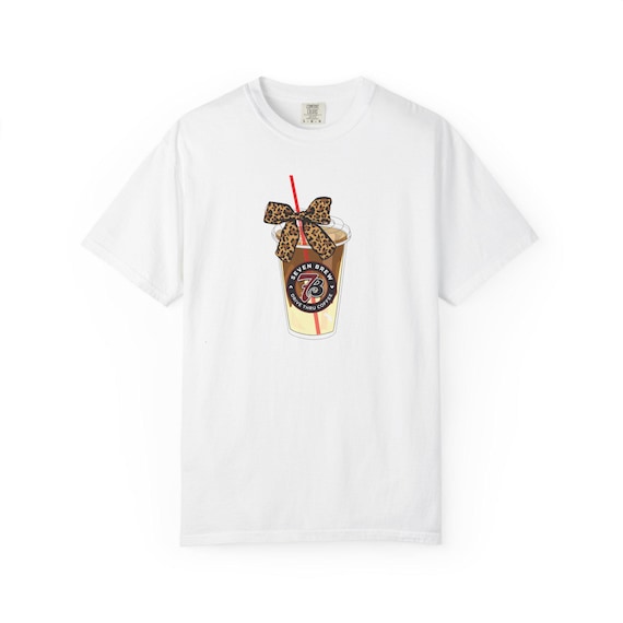 Leopard Bow 7 Brew Drink T-Shirt, Cute Summer Top, Trendy Unisex Tee, Casual Gift, Coffee Lover Shirt