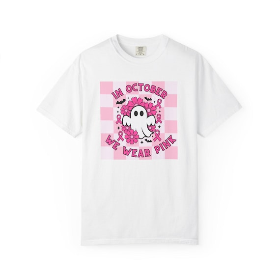 Cute Ghost Pink October Awareness T-Shirt, Unisex Tee, Halloween Shirt, Breast Cancer Awareness, October Celebration Top