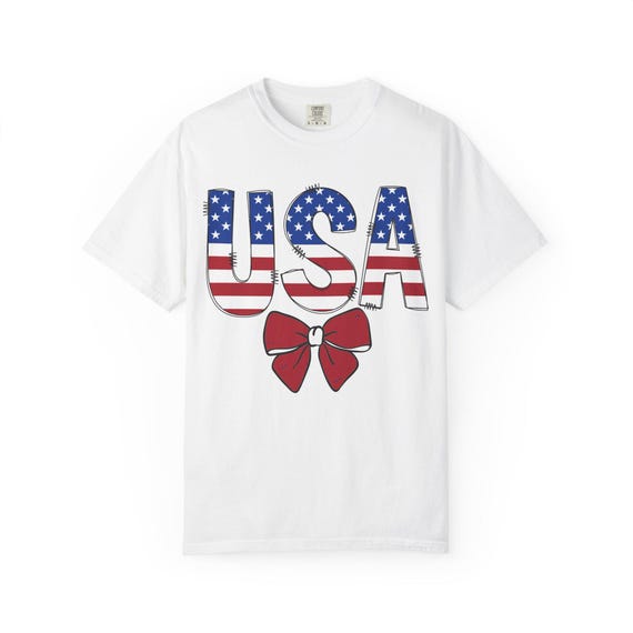 USA Bow Tie T-Shirt: Garment-Dyed Patriotic Tee