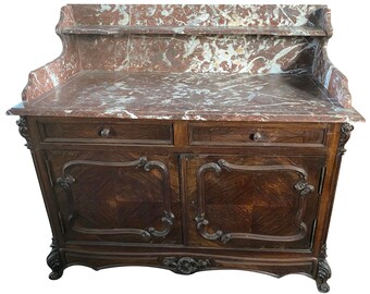 Antique Buffet Table With Marble Top