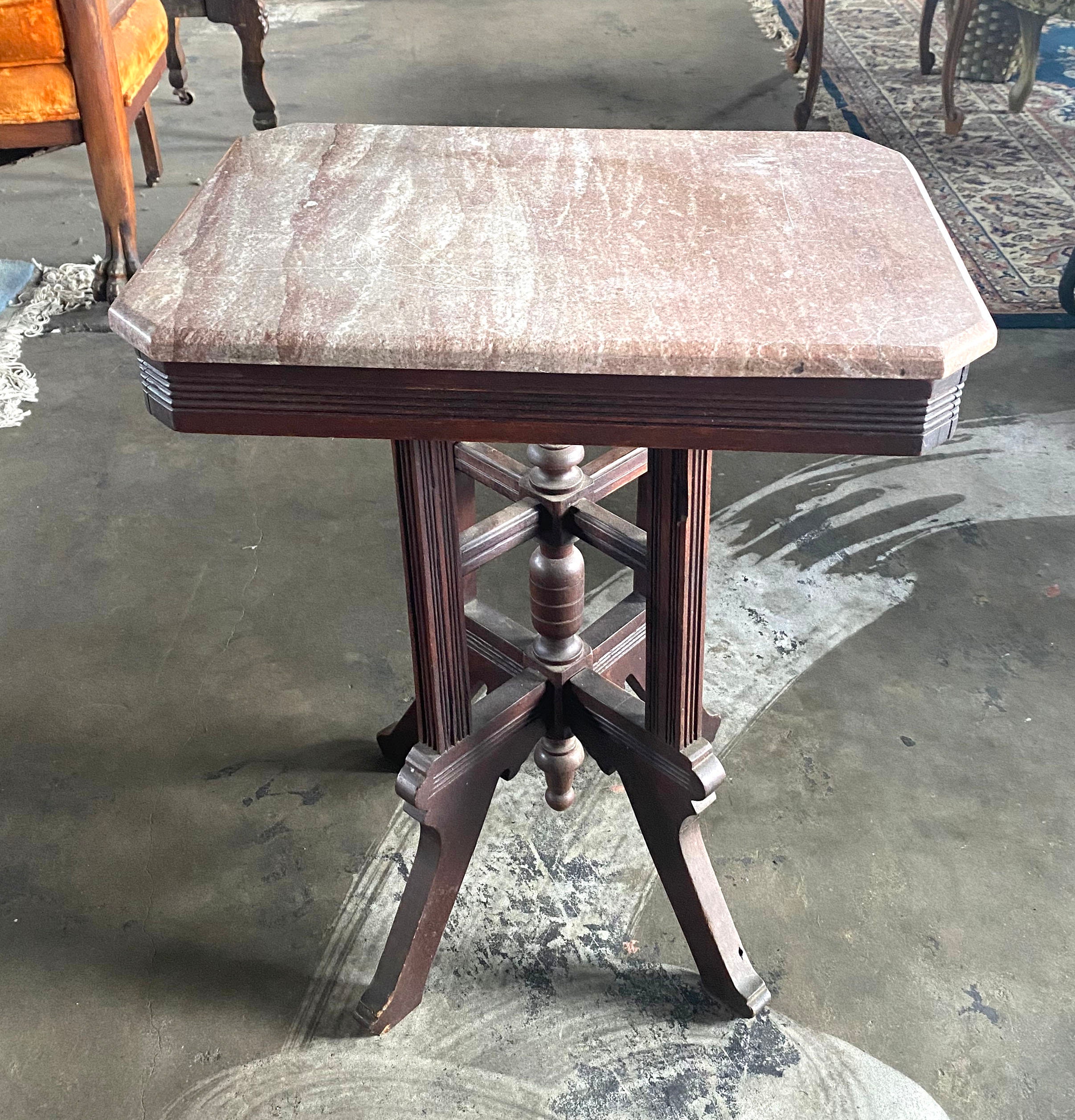 Antique Eastlake Table. Victorian Table. Marble Top Table. Antique