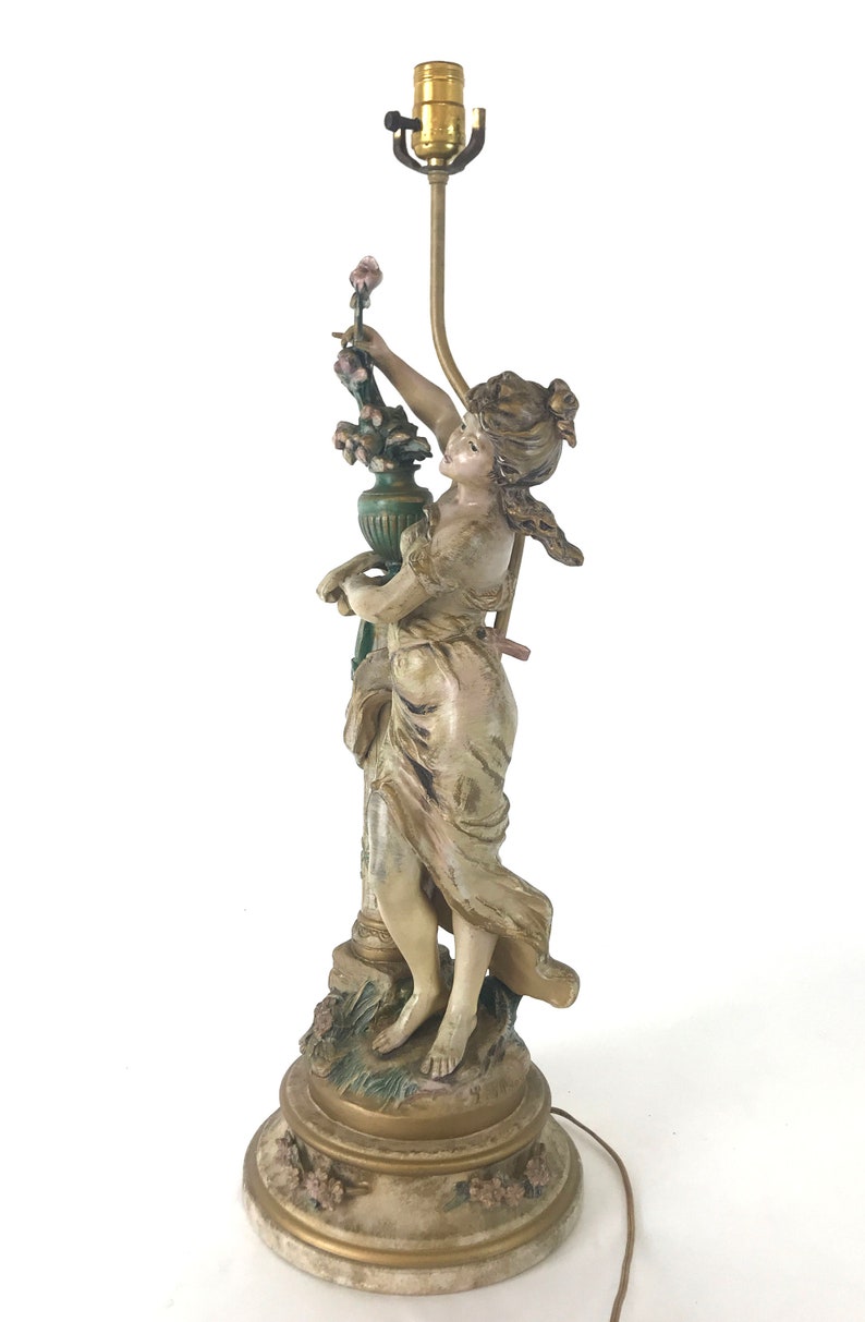 Art Nouveau Lamp Female Figural Lamp SALE Louis Auguste Moreau L & F Moreau Early 20th Century