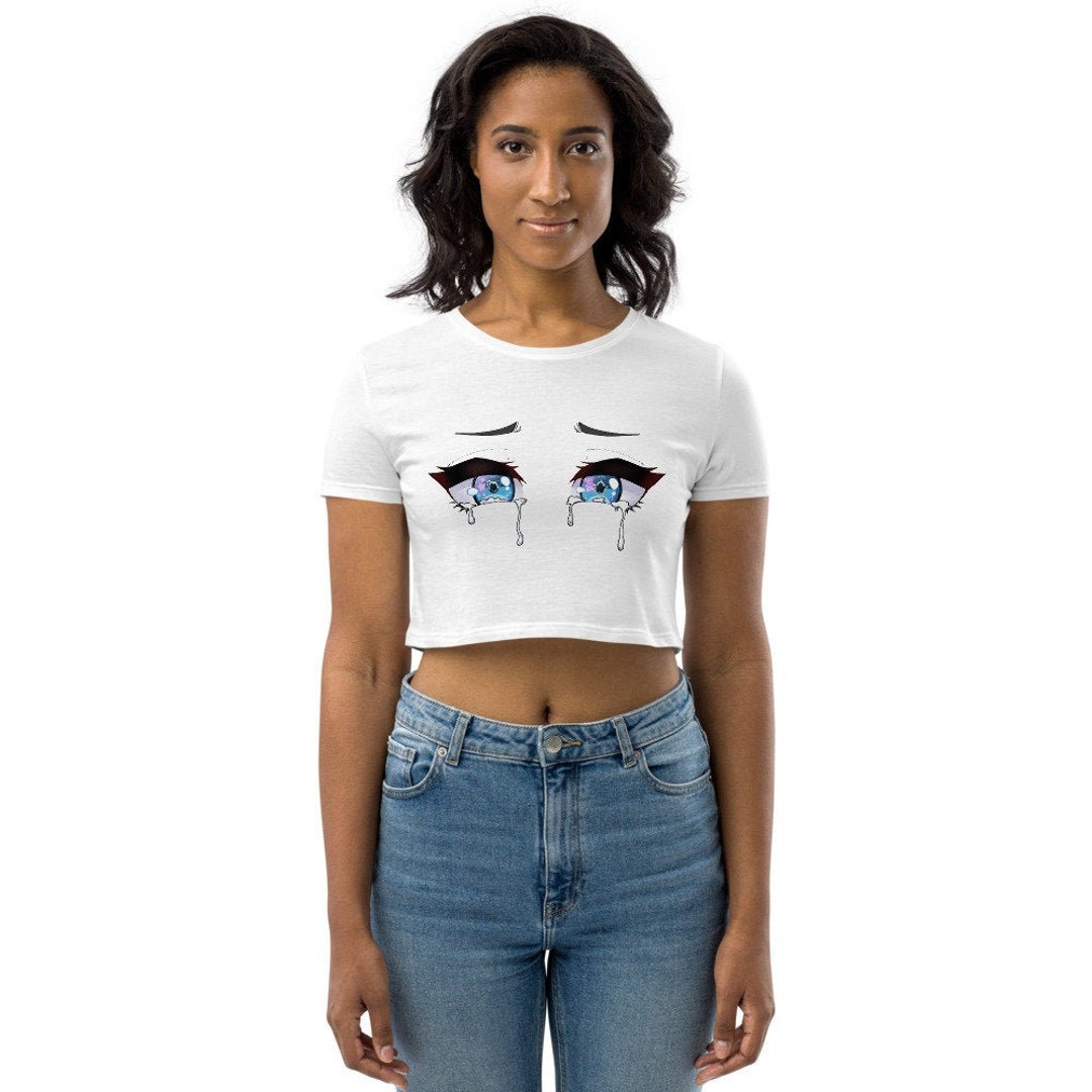 Crying Anime Eyes Crop Top Aesthetic Japanese Manga Sad - Etsy