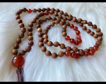 hand knotted genuine gemstone mala, 108 bead necklace prayer beads