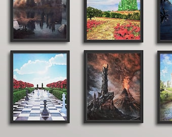 Fictional Places WATERCOLOR Gallery Wall - Classroom Decor, high school, english class, classroom art, digital printable download