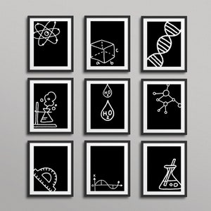 Science/Math Class Gallery Wall - Chalkboard Classroom Decor high school middle school, science art, biology class, chemistry, classroom art