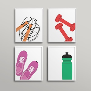 Bunte Fitness Gym Decor Gallery Wall - DIGITAL zu Hause Fitnessstudio, zu Hause Fitness, Workout, Spaß, Frauen, kräftige Farben, lustige Drucke