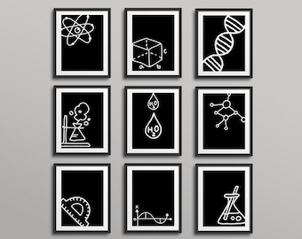 Science/Math Class Gallery Wall - Chalkboard Classroom Decor high school middle school, science art, biology class, chemistry, classroom art