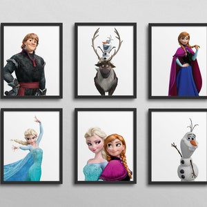 Frozen Gallery Wall - Classroom Decor,  Kindergarten, 1st Grade, nursery, kid&#39;s bedroom, birthday party, anna and elsa, kristoff, olaf