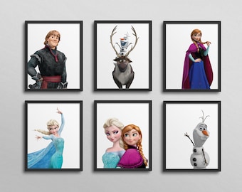 Frozen Gallery Wall - Classroom Decor,  Kindergarten, 1st Grade, nursery, kid&#39;s bedroom, birthday party, anna and elsa, kristoff, olaf