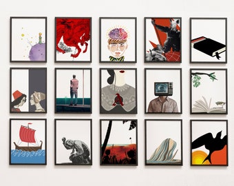 High School Classic Books Gallery Wall - Classroom Decor, freshman, english class, classroom art digital printable download english lit