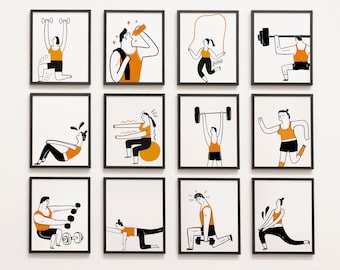 Fitness/ P.E. Gallery Wall - physical education, gym, locker room decor, PE, fitness art, gym teacher, coach, sports, athletics, weights