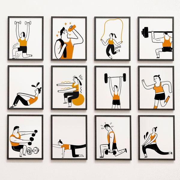 Fitness/ P.E. Gallery Wall - physical education, gym, locker room decor, PE, fitness art, gym teacher, coach, sports, athletics, weights