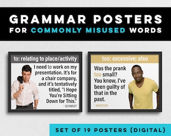 NEW GIRL Grammar Posters (19) Digital Poster, English Lit Classroom, Classroom Decor, Middle School High School, Educational Parody