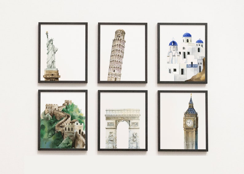 Landmarks Gallery Wall set of 6 Elementary Middle School Etsy