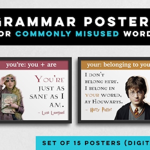 Parodie Gymnastik Poster (15er Set) DIGITAL Englisch Lit Klassenzimmer Dekor Mittelschule High School Unterricht