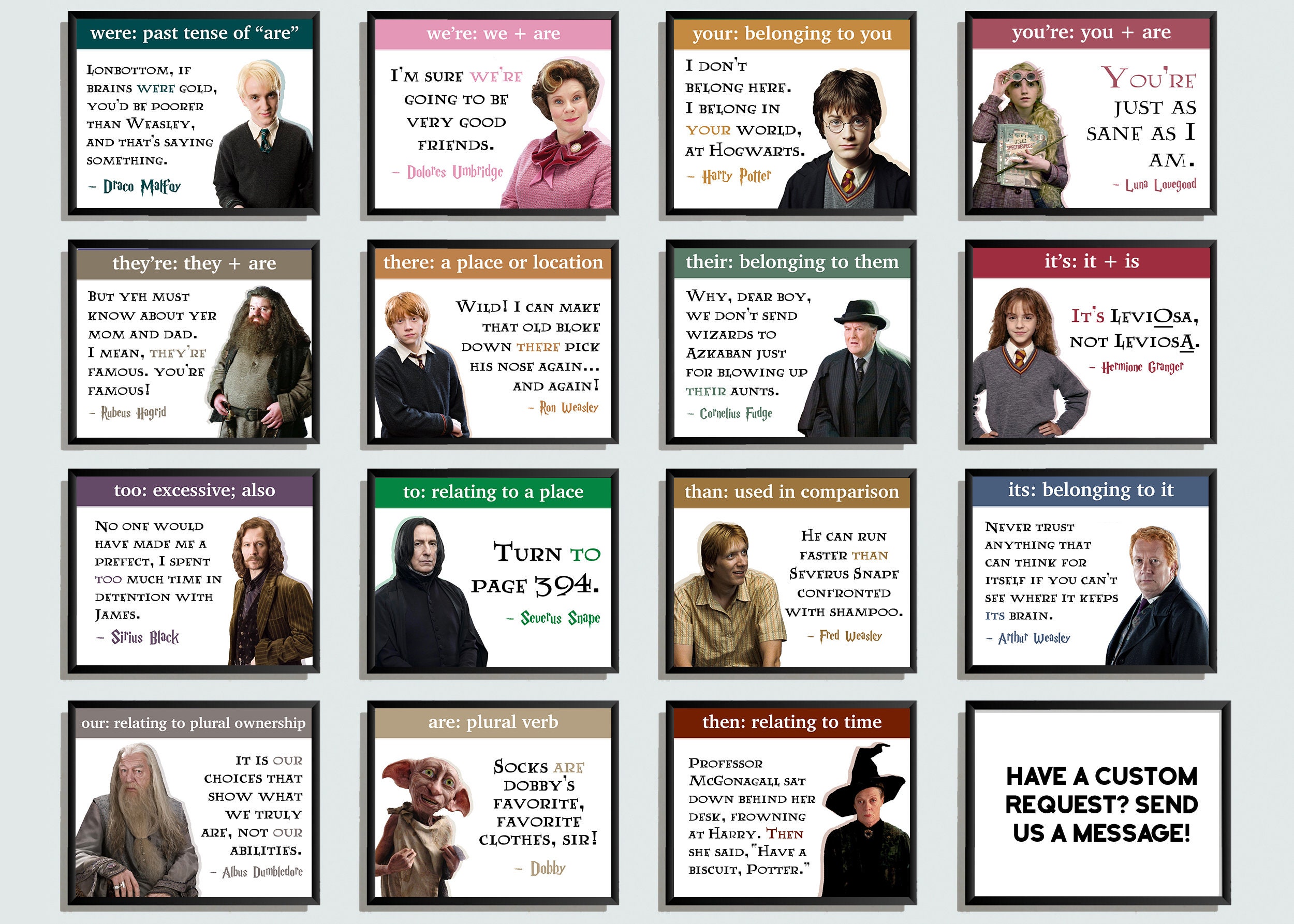 Set of 15 Harry Potter Grammar Posters Digital Poster, English Lit Cl…